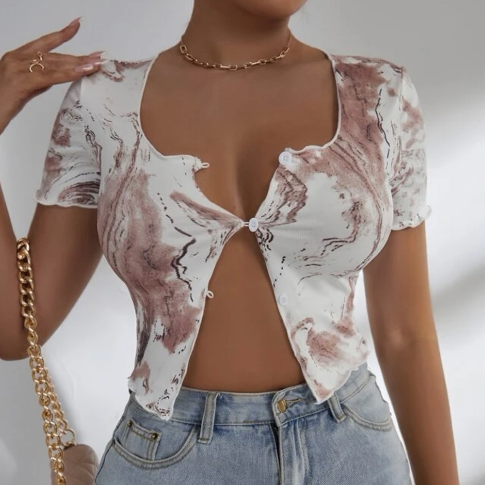 NWT | SHEIN | Tie Dye Button Front Slim Fit Tee
